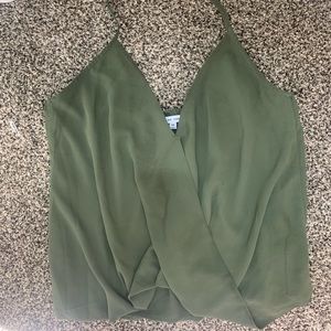 Naked Zebra halter tank top, olive green